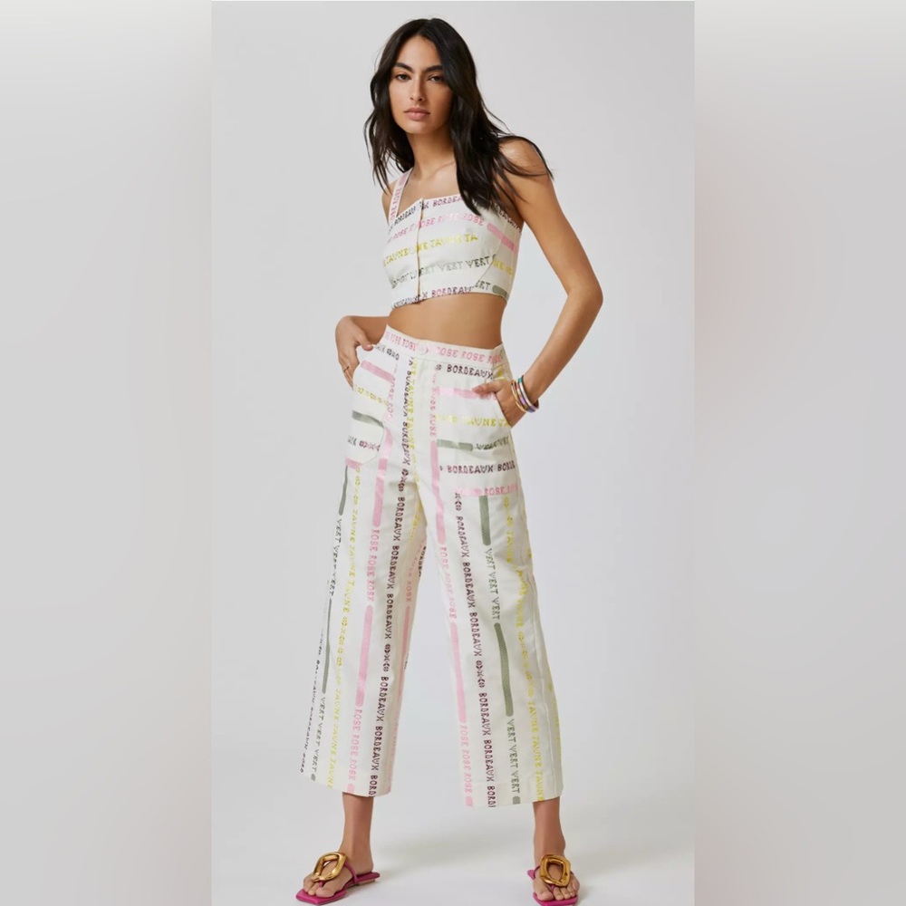 Anthropologie Two-Piece Crop Top And Wide-Leg Pants Set